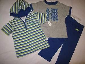 NWT DKNY 3 PC hoodie jacket set BOY size 12M white, navy blue, gray - Picture 1 of 6