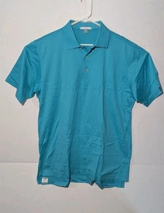 Peter Millar Polo T-Shirt Aqua Color Size L Men's Made In Korea Solid - Picture 1 of 7