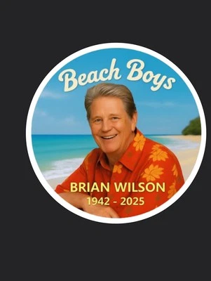 SCOUTING USA INC New 3” Round Brian Wilson Beach Boys Commemorative Vinyl Sticker Decal RIP
