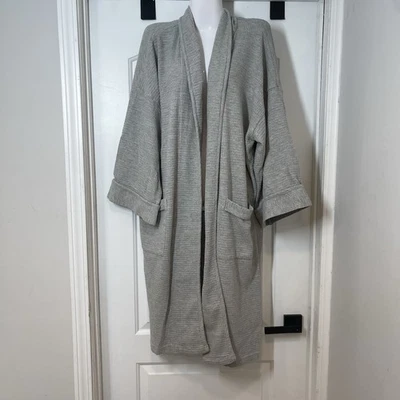 Liz Claiborne Spa Bata Tejida Gofre Talla Única Gris Salón Ropa de Dormir Cómoda Calidez Foto 1 de 4