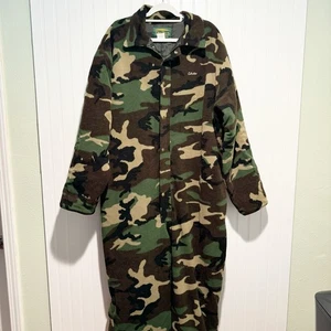 Vintage Cabelas Dry Plus Camo Fleece Coveralls Lined Made In USA Mens 2X - Picture 1 of 9