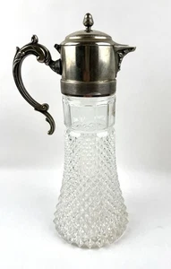 Vintage Leonard Italy Crystal Claret Diamond Point Glass Water Pitcher 14” Tall - Picture 1 of 23