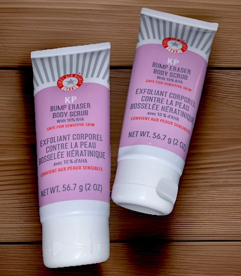 First Aid Beauty Mini KP Bump Eraser Body Exfoliator Scrub 10 AHA 2 Oz