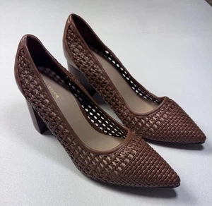 Ann Taylor Factory Brown Woven Point Toe Block Heel Pumps Sz 10 NEW - Picture 1 of 13