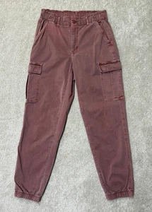 American Eagle Pants Women's 8 Long Red/Pink Jogger Cargo Pockets Super Stretch - Picture 1 of 11