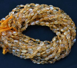 12x8mm Oval Citrine Stone Beads Golden - Picture 1 of 8