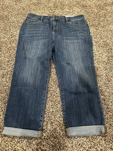 Jeans Chico’s So Slimming Girlfriend gamba slim nuovo con etichetta taglia 16 3 lavaggio scuro - Foto 1 di 3