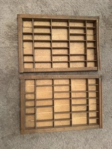 Pair Of Wooden Printers Trays / Shadow Boxes / Read* See Pics Wall Shelve - Picture 1 of 14