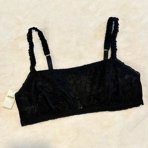 Bralette a fascia in pizzo corallo nero Aerie nuova con etichetta - Taglia: Large - Foto 1 di 6