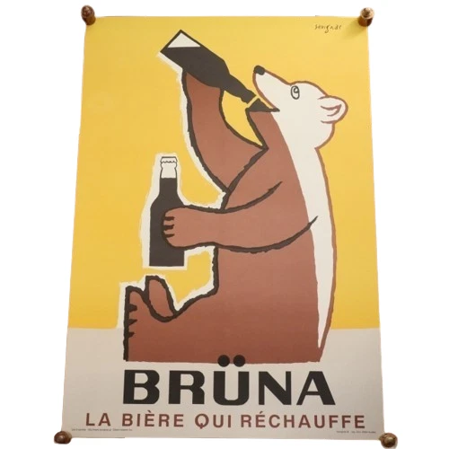 Póster vintage de Bernard Villemot Savignac BRUNA Foto 1 de 4