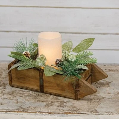 Single Brick Reclaimed Wood Mold Planter Candle Box Primitive Farmhouse - Image 1 of 3