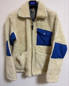 Nigel Cabourn Boa Zip Up Jacket Blouson Men 50 Cotton Wool alpaca Ivory Blue - Picture 1 of 8