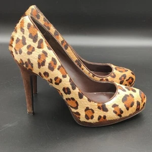 Ralph Lauren Size 6.5B Kailee II Leopard Haircalf Kidsuede Pumps 4" Heels - Picture 1 of 24