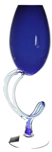MAKORA Art Glass Blue Wine Glass on Intricate Stem Hand Made Poland New - Picture 1 of 4