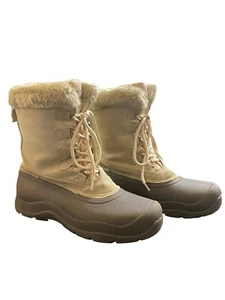 Quest Snow Boots Women’s 8 Pac-Fawn Gray/Tan Leather Thinsulate Winter Outdoor - Picture 1 of 10