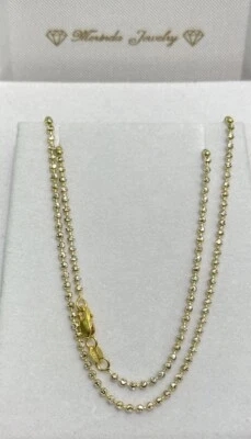 18k Two Tones Gold Italian Beaded Ball Shiny Chain Necklace, 18”. 5.78Grams - Image 1 of 4