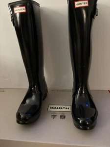 NWB Hunter Boots Women’s Original Gloss Adjustable Winter/Rain Boots-Black Sz 9 - Picture 1 of 13