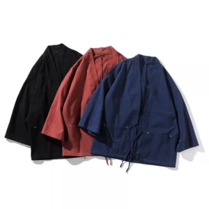 Hombres Retro Japonés Abrigo Kimono Top Suelto Yukata Cárdigan Prendas de abrigo Abrigo Verano - Imagen 1 de 9