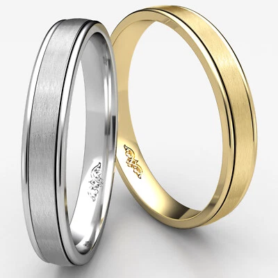 Men's Women's Comfort Fit Satin Finished High Polish Ring 4mm Wedding Band Gold  - Image 1 of 4