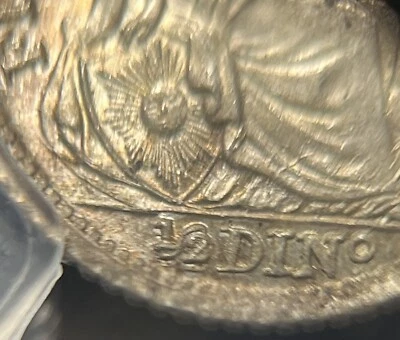 Peru 1916 FG 1/2 Dinero PCGS MS66 “Doubled 1/2”~ A118 - Image 1 of 4