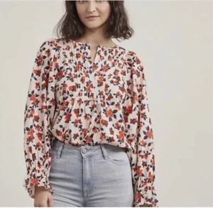 Elizabeth and James 100% Cotten Blouse in Floral Red Print New with Tags X-Large - Picture 1 of 11