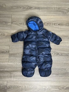 Baby GAP Blue Camo Fleece Lined Warmest Snowsuit 0-3 Months - Picture 1 of 10