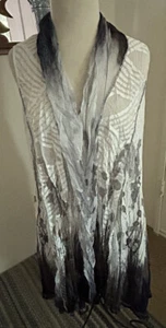 NWT Alberto Makali Women's Vest Med Grey Pleated Open Vest Sheer Sleeveless $149 - Picture 1 of 5