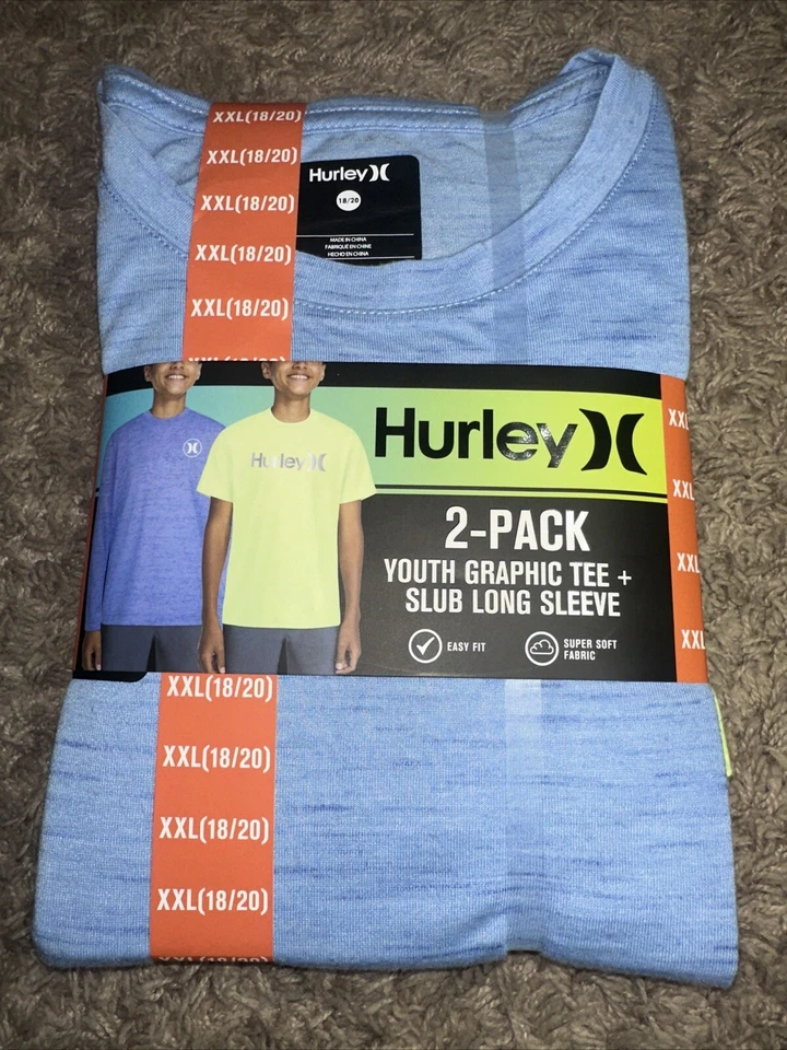 Hurley Slub Long Sleeve Tee Size L 10/12 Blue