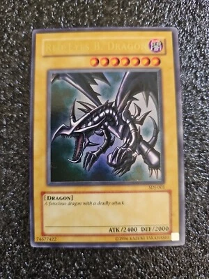 YUGIOH 1996 RED-EYES B. DRAGON Card SDJ-001 Ultra Rare 74677422 - Image 1 of 4