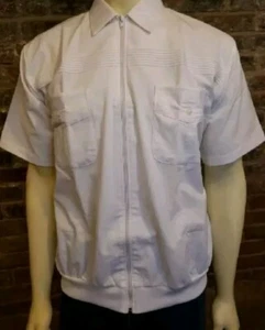 Camisa De Colección John Blair Cremallera Talla 2XL Beige Tostado Manga Corta Tejido Dobladillo Bolsillos - Imagen 1 de 3