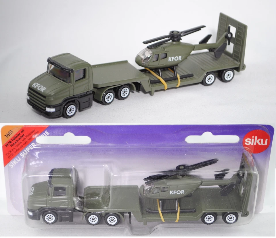 Siku Super 1681 KFOR-Scania CT14 Tieflader mit KFOR-Hubschrauber - Bild 1 von 1
