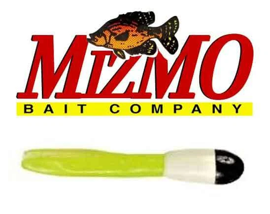 Mizmo Tubes Crappie Panfish Tracers 11513 Cabeza Negra Cuerpo Blanco Cola Chartreuse Foto 1 de 1