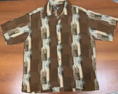 Camisa de hombre platino Italia NY para hombre 2XL manga corta abotonada geométrica Foto 1 de 4