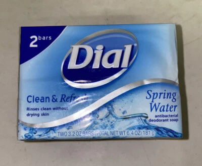 JABÓN DESODORANTE ANTIBACTERIANO AGUA MANANTIAL DIAL MATA GÉRMENES BACTERIAS 2 Barras Jabón Foto 1 de 2