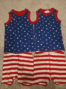 Hanna Andersson Pajama Set Shirts And Top 4th Of July Flag US Size 4 Lot Of 2 - Picture 1 of 6