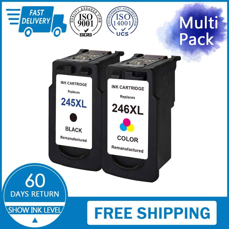 PG-245XL & CL-246XL Ink Cartridge For Canon PIXMA TS3122 TS302 MG2924 MG2500 , - Image 1 of 4