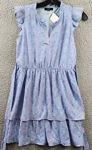 AQUA Belted Tiered Dress Girls XL(14/16) Floral Split Round Neck Ruffle Pullover - Picture 1 of 10
