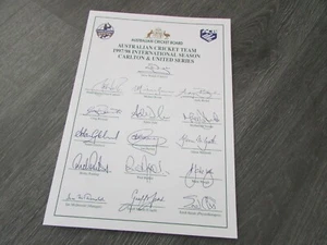 AUSTRALIA Cricket Team 1997 / 98 Int. Series Pre Printed Autograph Sheet - Picture 1 of 6