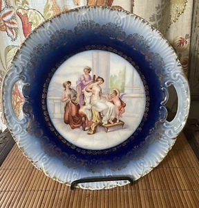 Antique/vintage Austrian plate, Ladies in Waiting/cupid, cake plate, porcelain - Picture 1 of 4