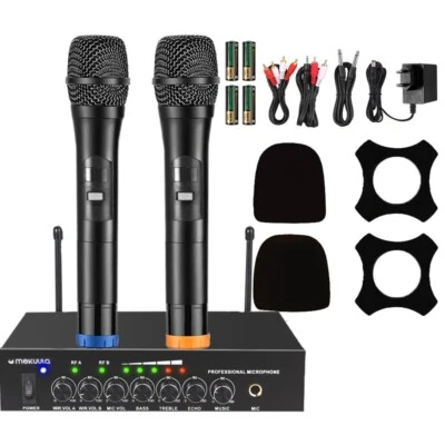 DJ PA Doppel UHF Funk Mikrofon Set Wireless Microphone Kabellos Microfon Mic - Bild 1 von 4