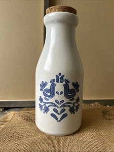 Pfaltzgraff Yorktowne Folk Art 8" Milk Bottle/Jug/Vase/Carafe Stoneware With Lid - Picture 1 of 6