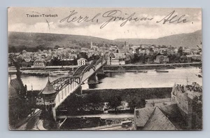 Antique Traben Trarbach Postcard Bridge View Germany to Chicago 1908 - Bild 1 von 2