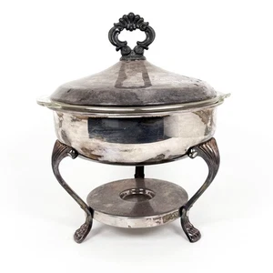 F.B. Rogers Silver Chafing mit Anchor Hocking Fire King 448 Auflaufform Vintage - Bild 1 von 9