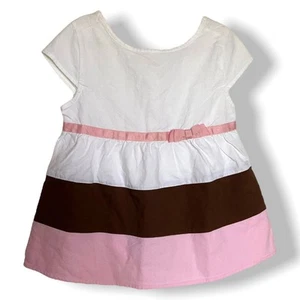 Gymboree Girl Blouse 10 White Pink Brown Neapolitan Pique Sweeter Than Chocolate - Picture 1 of 4