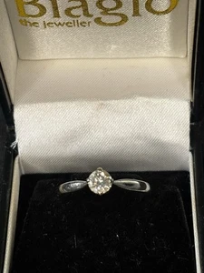 18ct White Gold 0.50ct Round Cut Natural Diamond Solitaire Ring – Size N - Picture 1 of 8