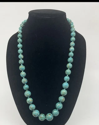 Barse 925 sterling silver turquoise necklace 28 Inch Graduated Beads - Imagem 1 de 4