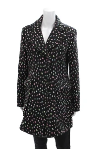 Emporio Armani Womens Wool Textured Long Sleeve Dotted Pea Coat Black Size XL - Picture 1 of 9