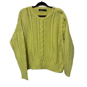 Lauren Ralph Lauren Black Label Cable Knit Sweater Women’s 2X Yellow Long Sleeve - Picture 1 of 9