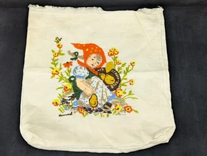VTG Hummel Stitchery Chick Girl Pillow 14x14 Paragon Needlecraft UNfinished - Picture 1 of 11