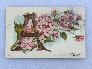 Antique Unposted S. Dattilo & Co. Alphabet Letter "A" With Flowers Postcard - Picture 1 of 2
